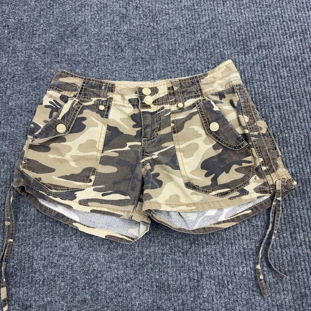 GLO Jeans Shorts Womens 1 Camo Cotton Low Rise Cargo Y2K Aesthetic